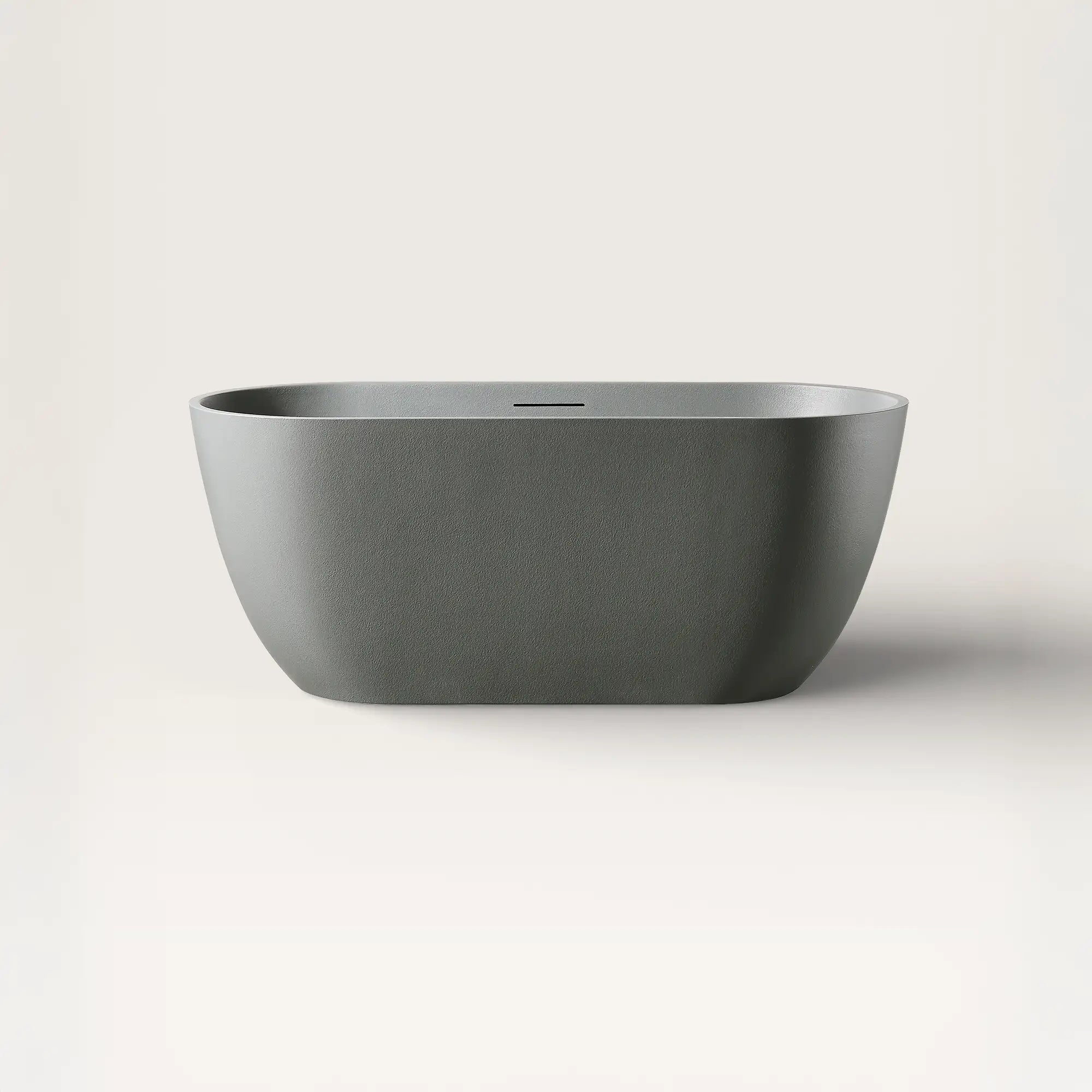 Front view of the EQUA Freestanding Bath 1500mm in cement-grey