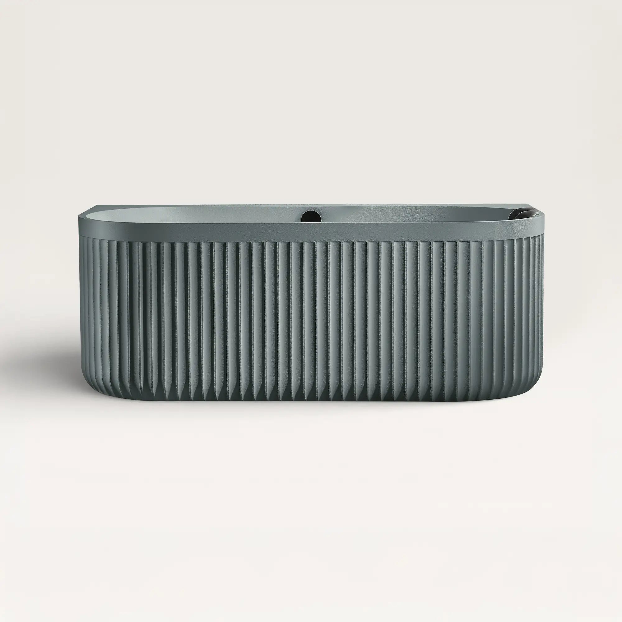 Front view of the DORIA Back-to-wall Bath in blue-grey