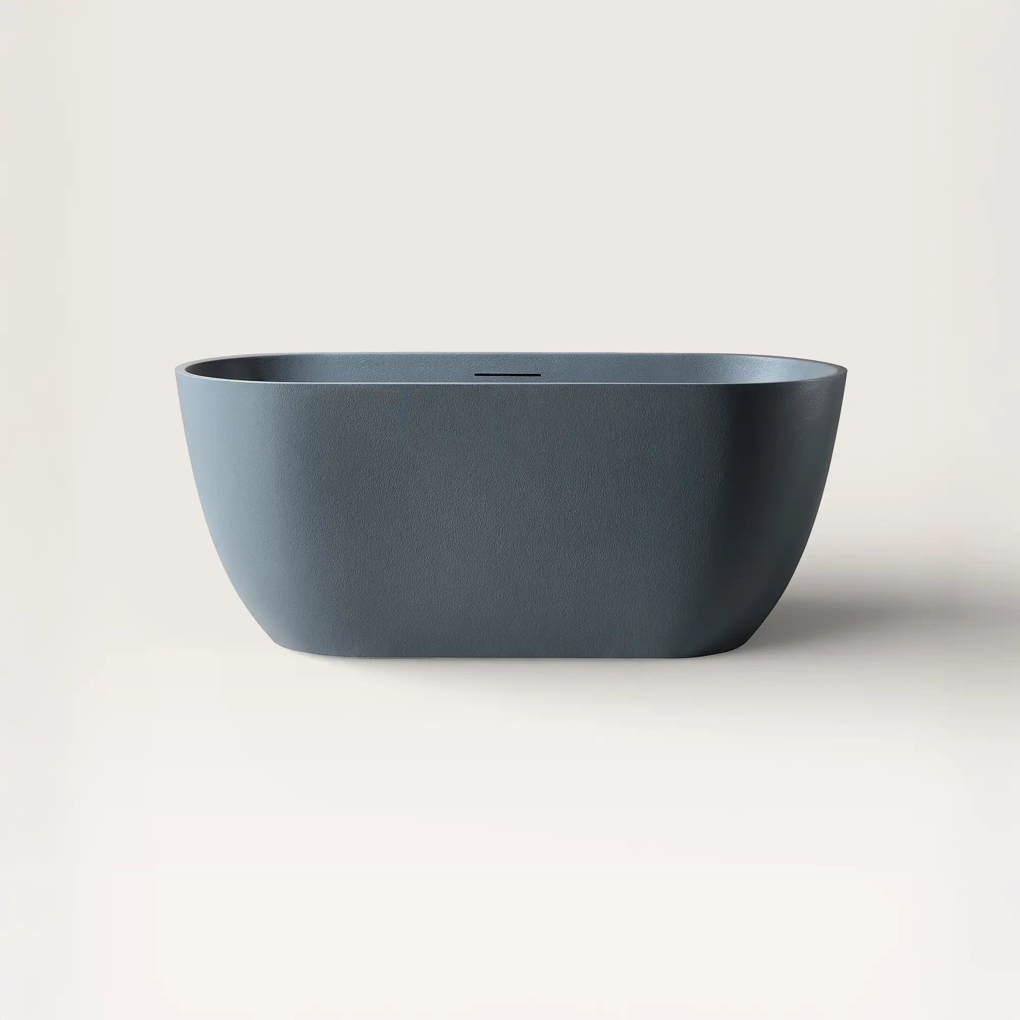 Front view of the EQUA Freestanding Bath 1500mm in blue-grey