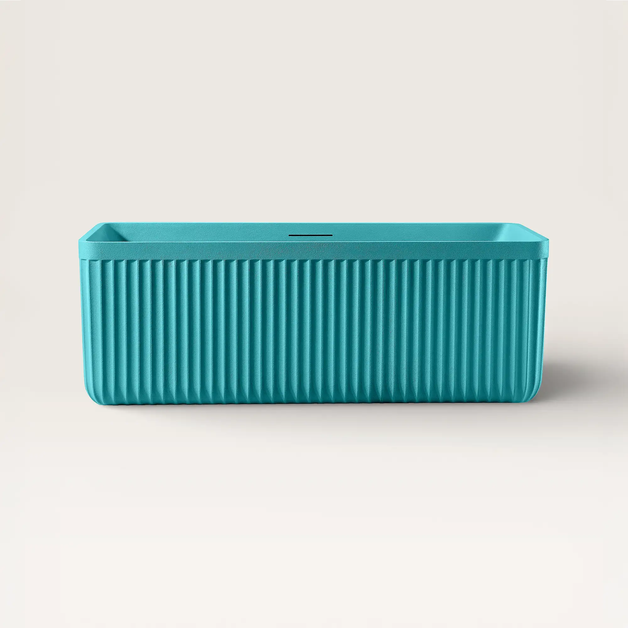 Front view of the KOLPA Freestanding Bath in celadon blue