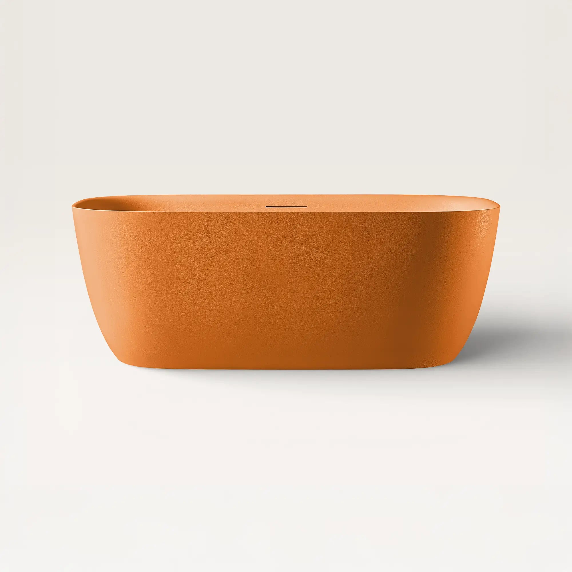 Front view of the Linea freestanding bath in orange