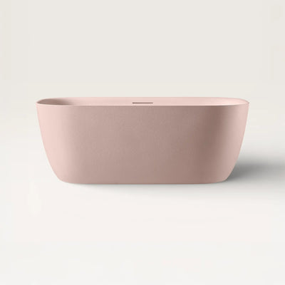 Front view of the Linea freestanding bath in pink