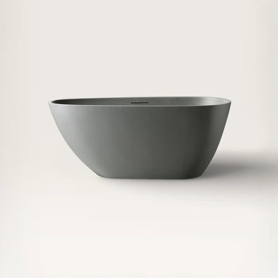 Front view of the ARIA Freestanding Bath 1500mm in cement-grey