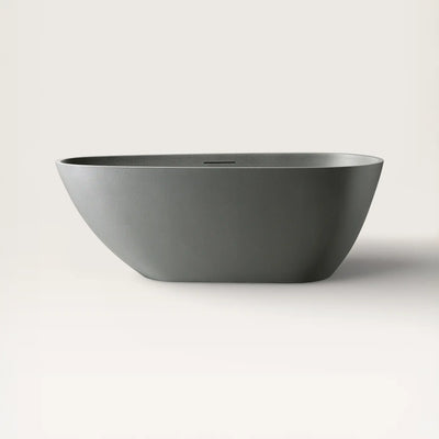 Front view of the ARIA Freestanding Bath 1700mm in cement-grey