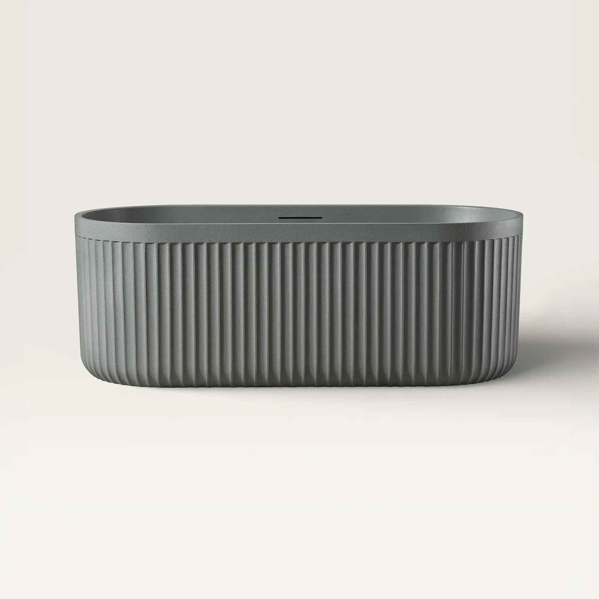 Front view of the DORIA Freestanding Bath in cement-grey