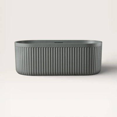 Front view of the DORIA Freestanding Bath in cement-grey