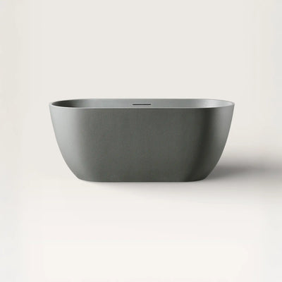 Front view of the EQUA Freestanding Bath 1500mm in cement-grey