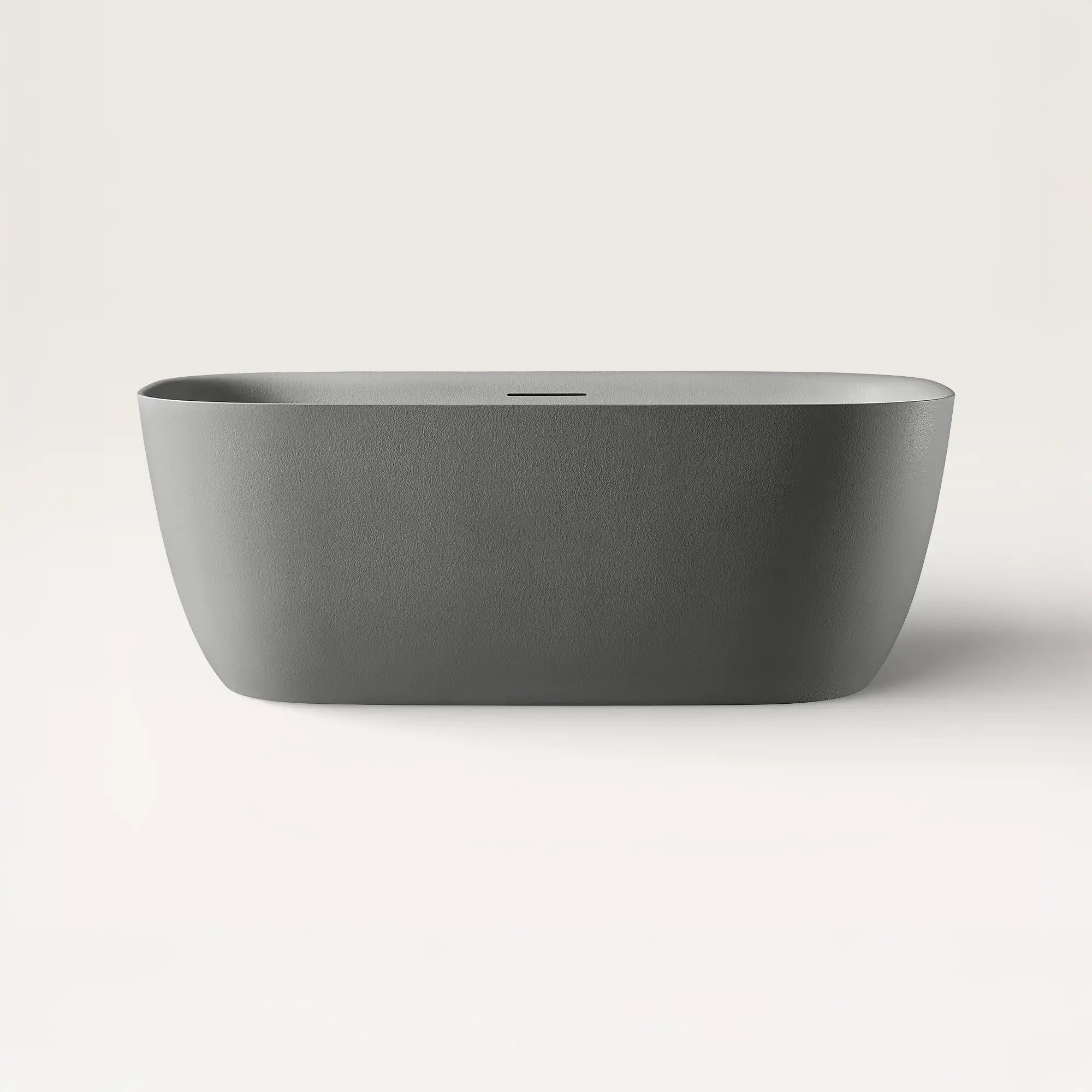 Front view of the Linea freestanding bath in cement-grey
