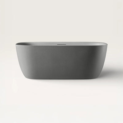 Front view of the Linea freestanding bath in cement-grey