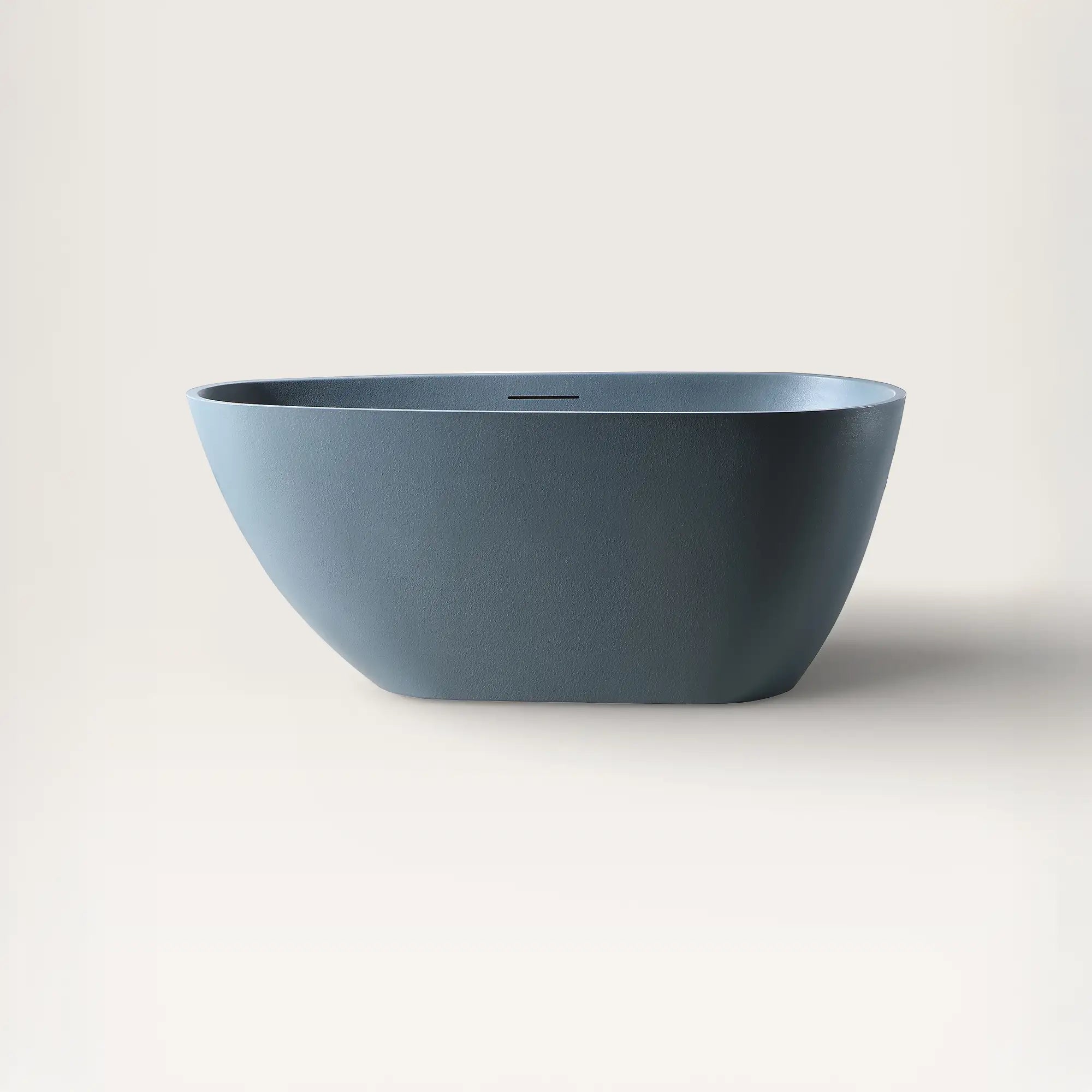 Front view of the ARIA Freestanding Bath 1500mm in blue-grey