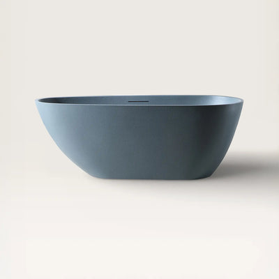 Front view of the ARIA Freestanding Bath 1700mm in blue-grey