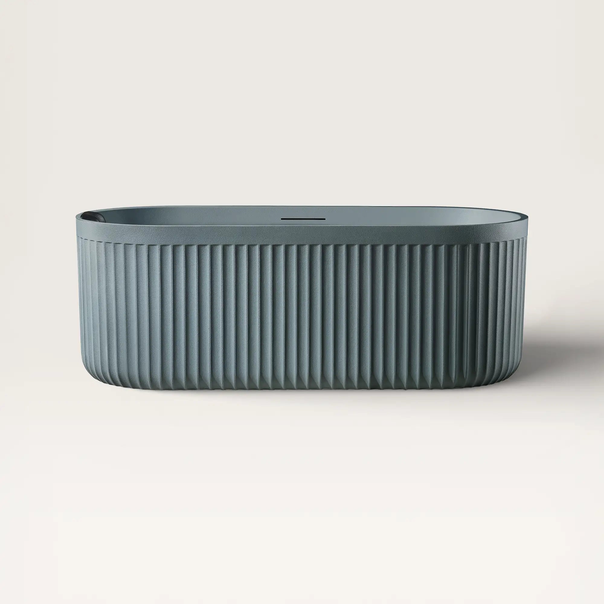 Front view of the DORIA Freestanding Bath in blue-grey