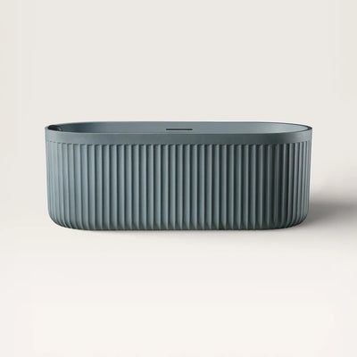 Front view of the DORIA Freestanding Bath in blue-grey