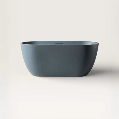 Front view of the EQUA Freestanding Bath 1500mm in blue-grey