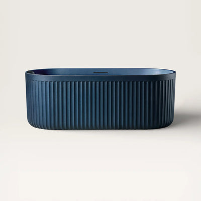 Front view of the DORIA Freestanding Bath in prussian blue