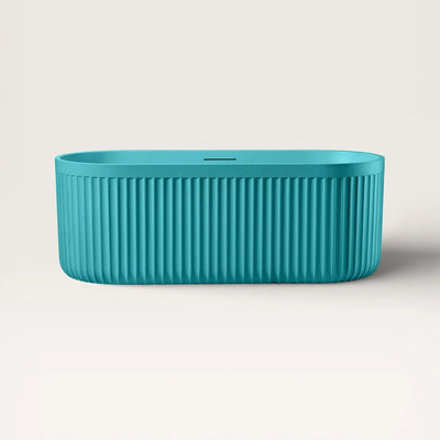 Front view of the DORIA Freestanding Bath in celadon blue