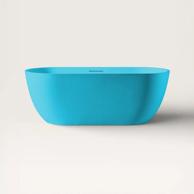 Front view of the EQUA Freestanding Bath 1700mm in celadon blue
