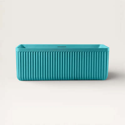 Front view of the KOLPA Freestanding Bath in celadon blue