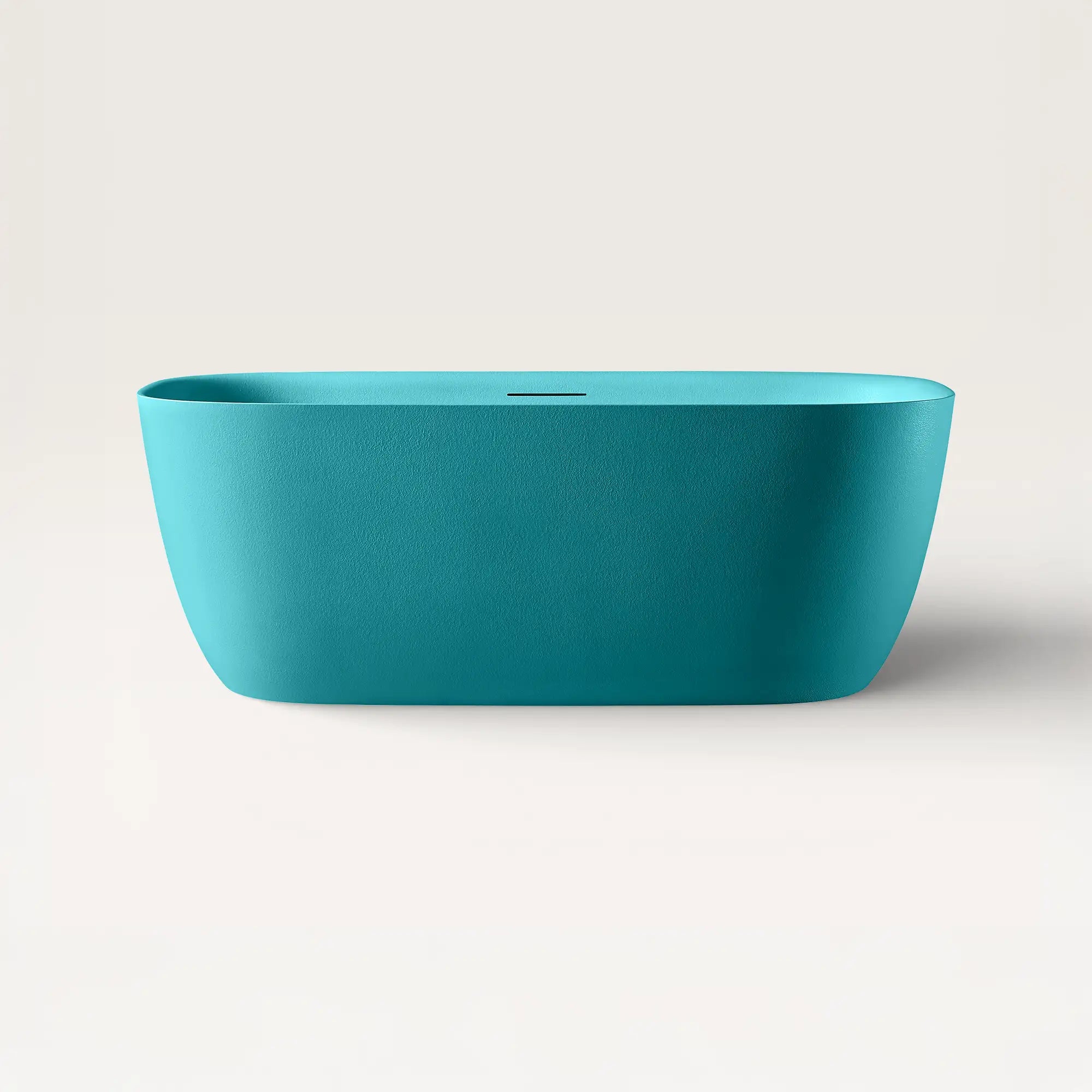 Front view of the Linea freestanding bath in celadon blue