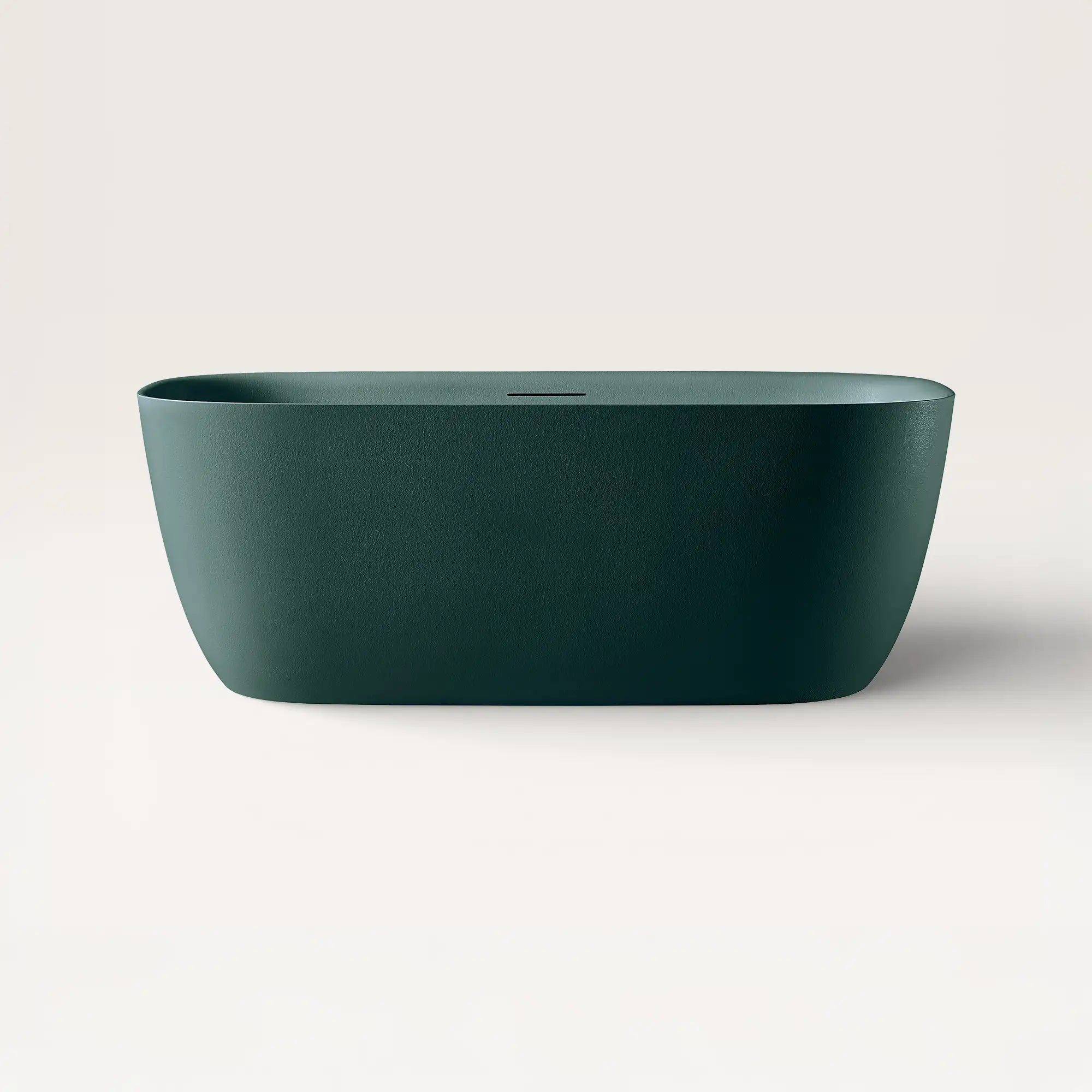 Front view of the Linea freestanding bath in green