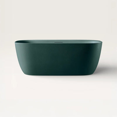 Front view of the Linea freestanding bath in green