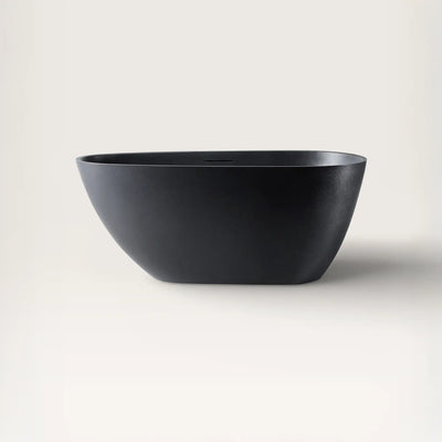 Front view of the ARIA Freestanding Bath 1500mm in black