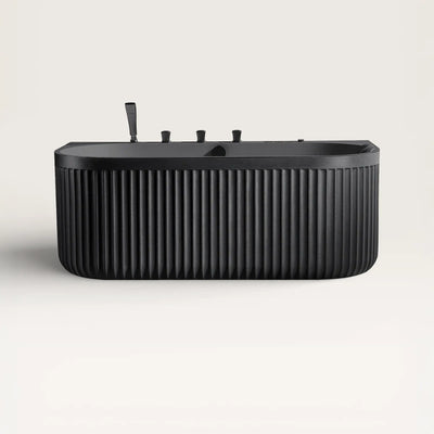 Front view of the DORIA Spa Bath in black with black tapware